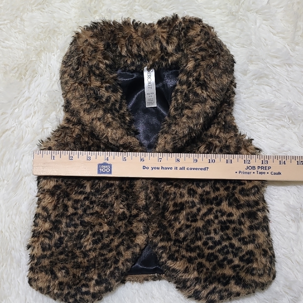 CHEROKEE‎ Girls Faux Fur Animal Print Vest - Size XS 4/5 - Picture 7 of 10